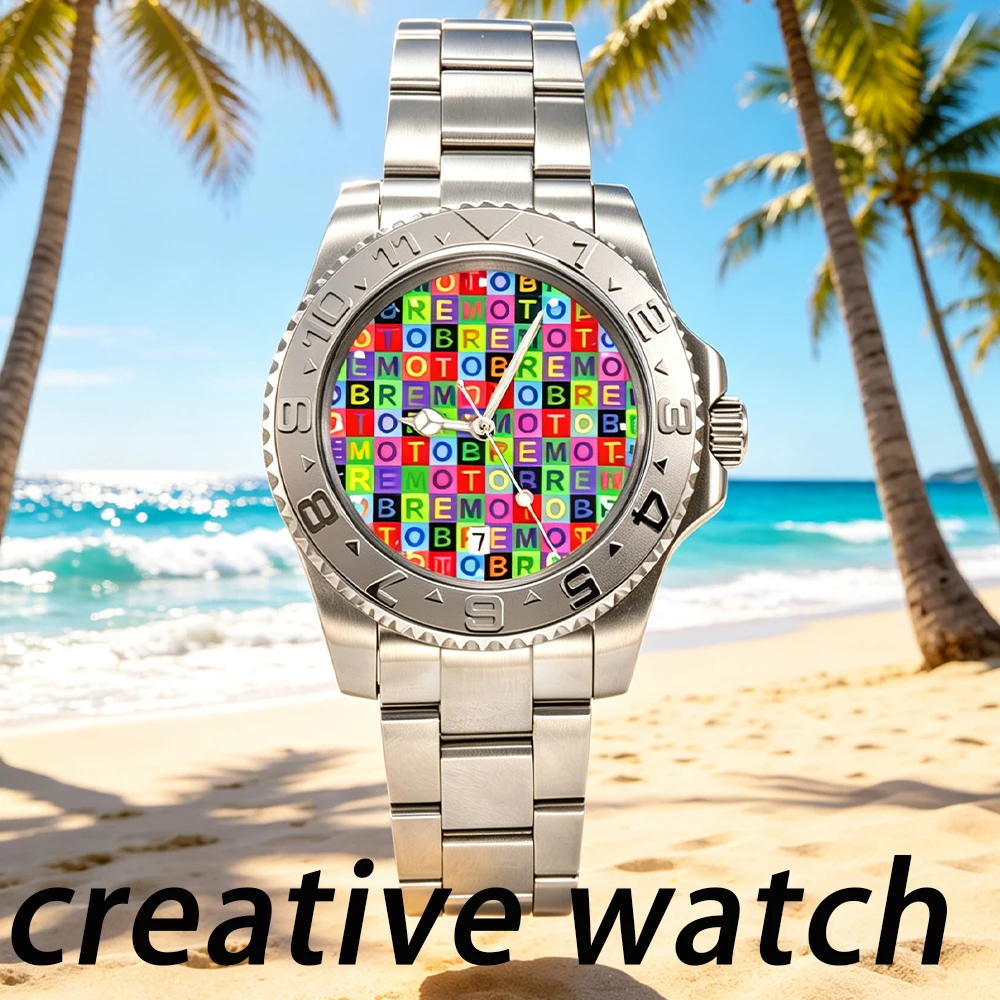 men creativity watch NH35 movement Luxury custom automatic mechanical watch sapphire glass business watch stainless steel strap