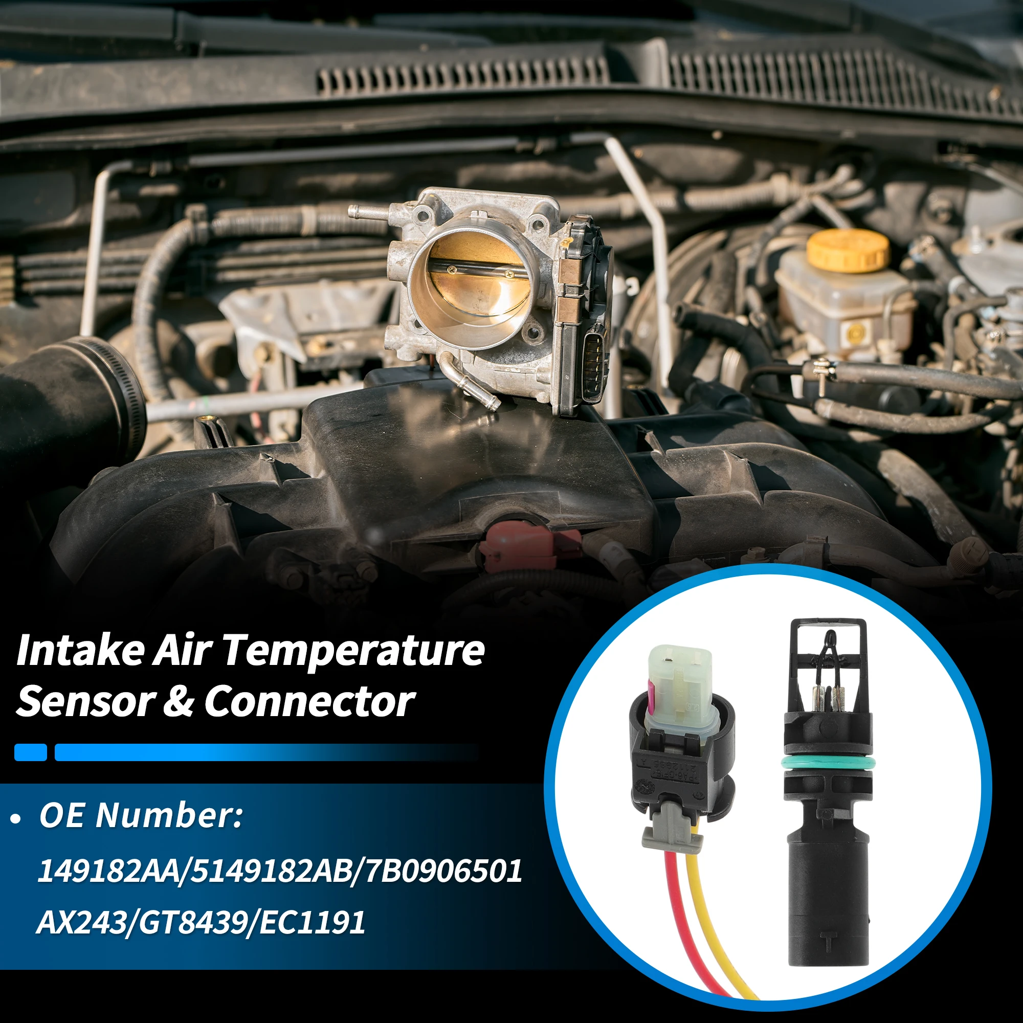 UXCELL Intake Air Temperature Sensor Connector Kit for CHRYSLER for DODGE for Jeep No.149182AA