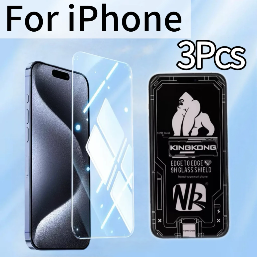 

3Pcs Full-Screen HD Tempered Glass Screen Protector for iPhone 17/16/15 Pro Max/14 with Dust-Free Installation Tray
