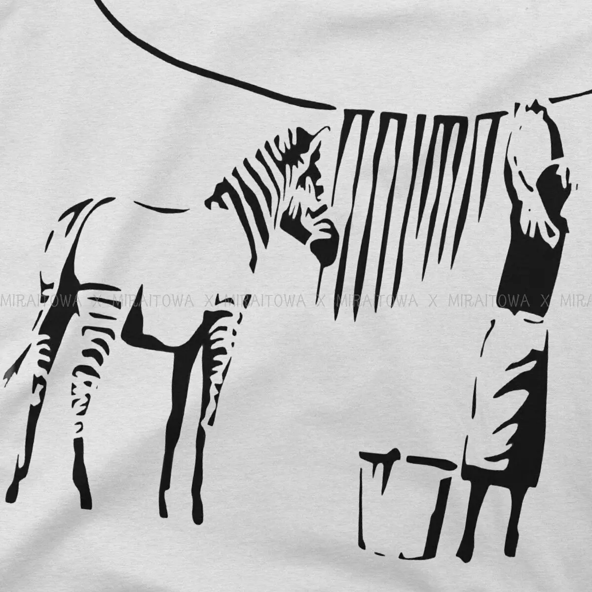 Banksy Wall Graffiti Zebra T Shirt Graphic Men\'s Tees Summer Cotton Tops Harajuku O-Neck TShirt