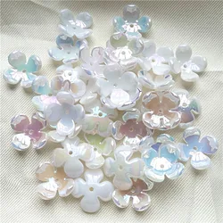 20pcs White AB Dazzle Color Flower Leaves Acrylic Beads DIY Jewelry Material Handmade Earrings Making Bracelet Hairpins