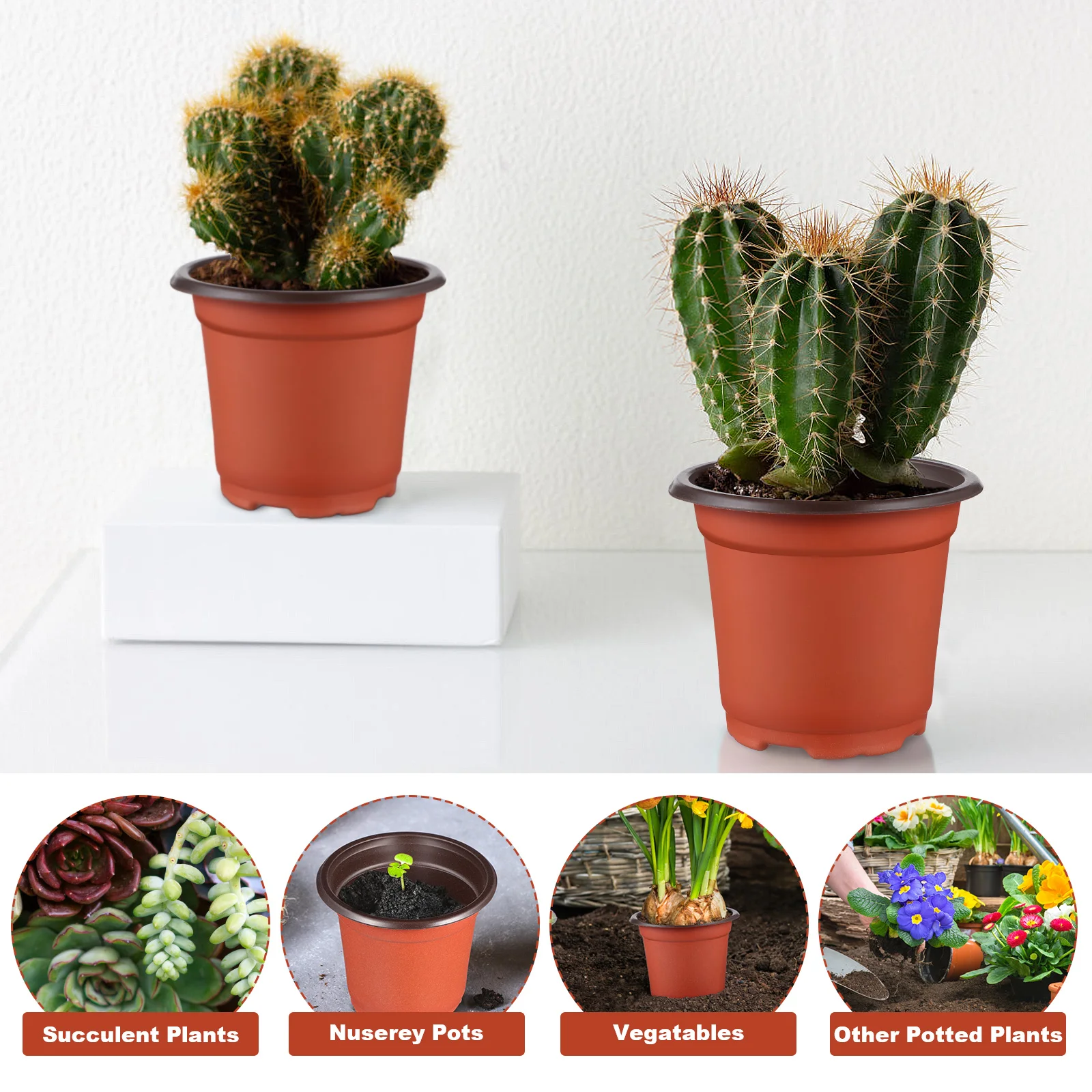 10 pçs vasos de plantas mudas de interior vasos de flores de plástico berçário de jardinagem para plantio de duas cores