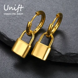 Unift Padlock Lock Earrings for Women Stainless Steel Hoop Earrings Fashion Minimalist Jewelry Trendy 2025 Ear Piercing Gift