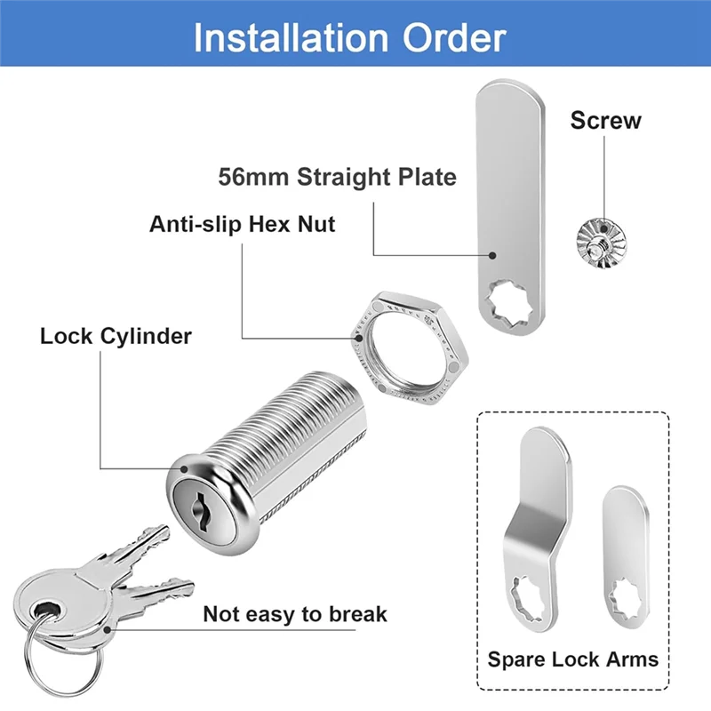 ABMI-Cabinet Locks With Keys,1-1/2Inch Long Cam Locks Keyed ,Cabinet Cam Lock Set For Cabinets RV Storage Lock Tool Box Lock