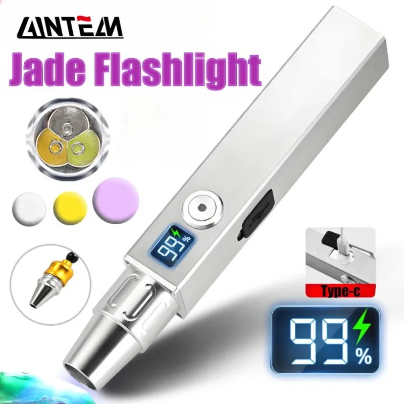 

【Best-selling】 Portable Three Light Sources Lamp Flashlight 365NM Torch Jade Inspection Ultraviolet UV Light Identification Lamp