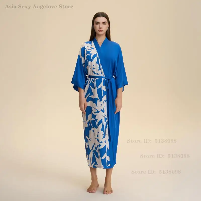 المتضخم المرأة الصباح رداء حريري الساتان ثوب النوم المنزل روب للنوم مثير البشكير كيمونو طباعة زهرة ملابس خاصة المتسكعون