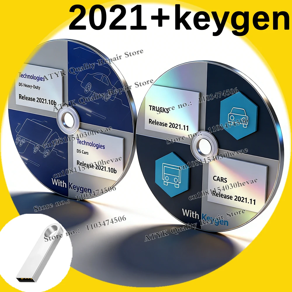 Vdijk Auto 2021 Keygen-Software Tnesf DEL Diagnosegerät für Autos OBD2-Scanner Auto-LKW-Tuning Inspektionswerkzeug DS VCDs 150E