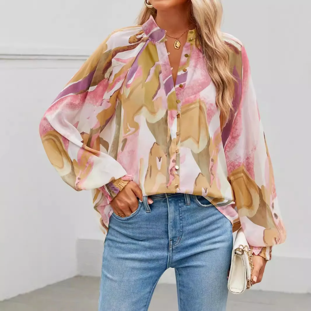 봄 신상 여성 루즈 셔츠 디자인 랜턴 슬리브 패션 버튼 가디건 탑 심플 다용도 블라우스