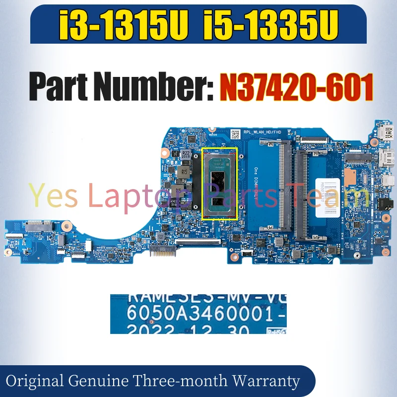 6050A3460001 Laptop Mainboard SRMLW i3-1315U SRMLX  i5-1335U N37420-601 Notebook Motherboard 100％ Tested