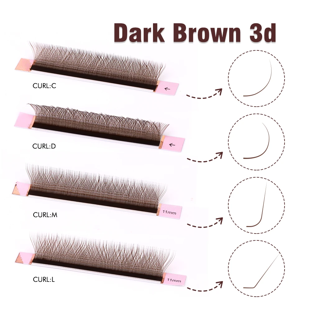 AGUUD NEW L M Brown 3D 4D 5D W-Shape Eyelash Extension Clover W Style Natural 3D W Sandwich Lash Premade Volume Fan Bloom Lashes