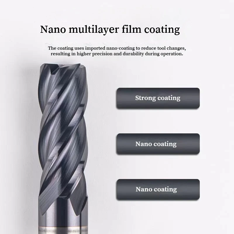 4 Flutes CNC Corner Radius End Mill HRC70 Tungsten Steel Carbide Cutter R0 5 R1 R2 for Aluminum