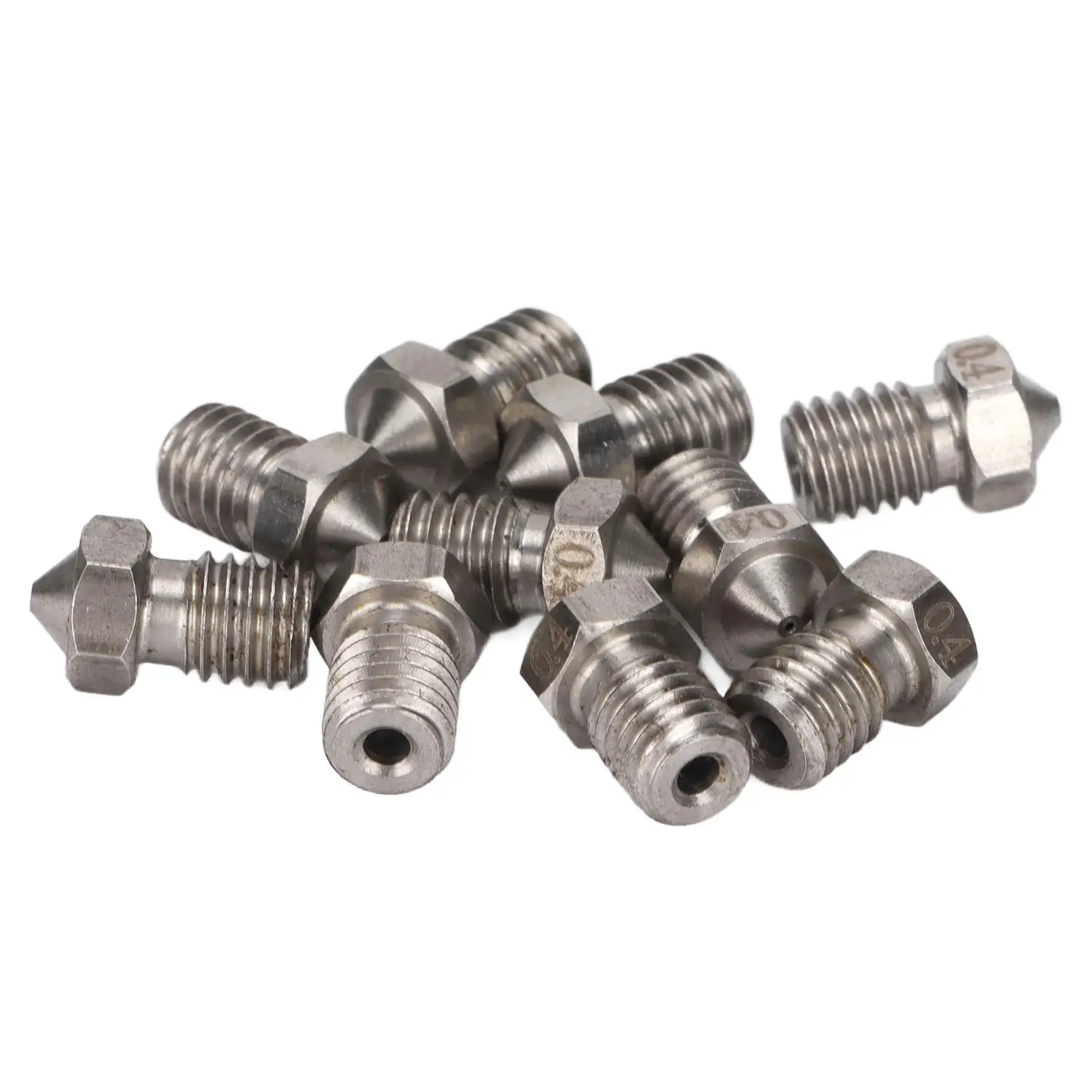 10PCS 3D Printer Nozzle Set 0.2-1.0mm Stainless Steel M6 Extruder Head Accessories