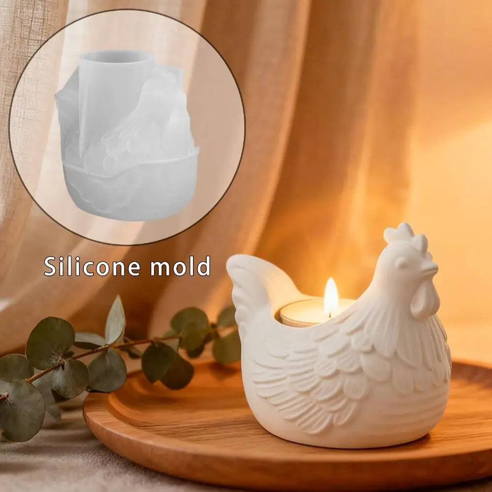 

1 Pcs DIY 3D Little Chicken Candle Holder Epoxy Resin Mold Plaster Hen Decoration Candle Holder Silicone Mold Desktop Storage