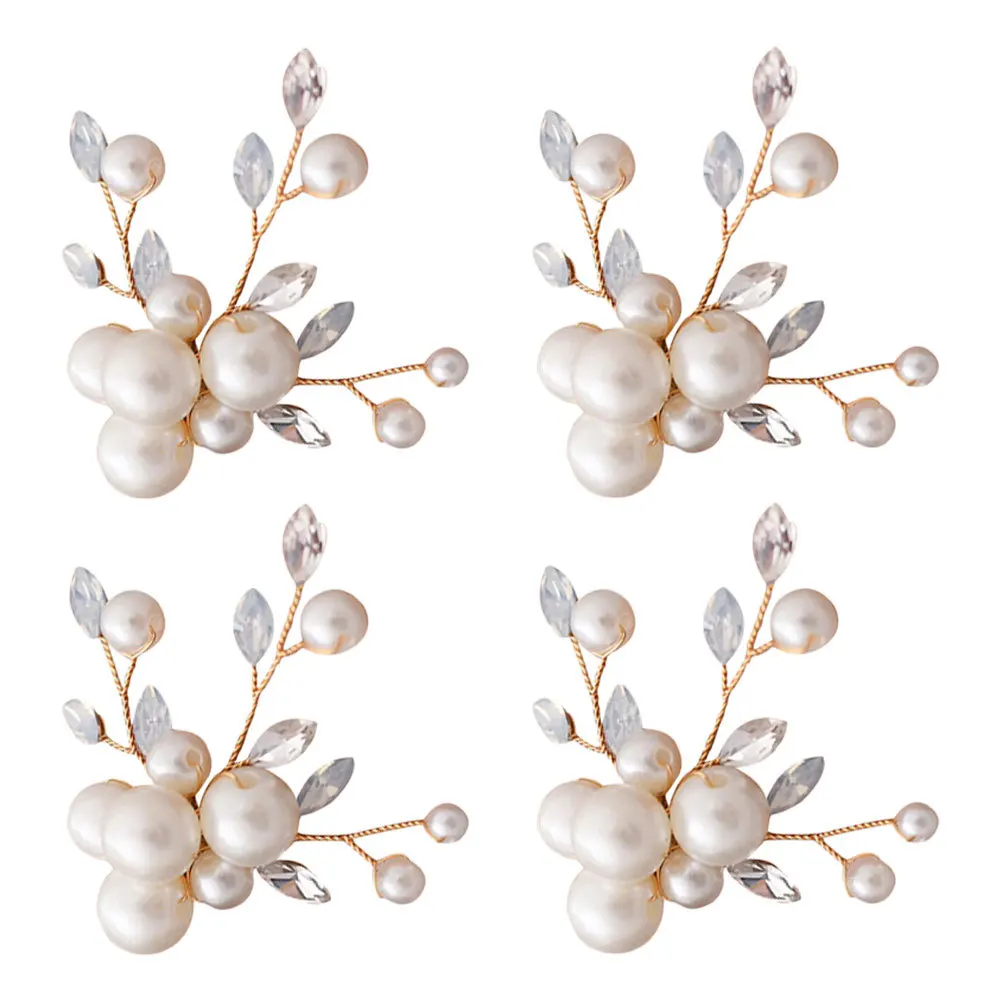 

4pcs Pearl Flower Shoe Clips Detachable Rhinestone Buckles Elegant Women High Heels Wedding Bridal Charms Slippers Sandals
