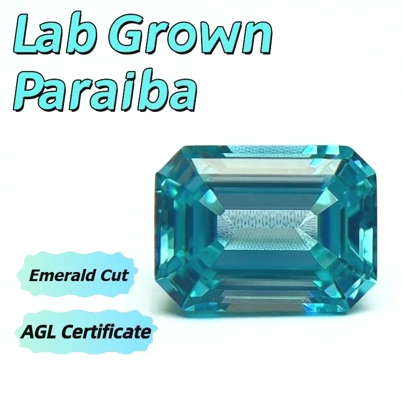 

Lab Grown Paraiba Emerald Cut Gemstone for DIY Advanced Jewelry Making Inlay Ring Necklace Bracelet Selectable AGL Certificate