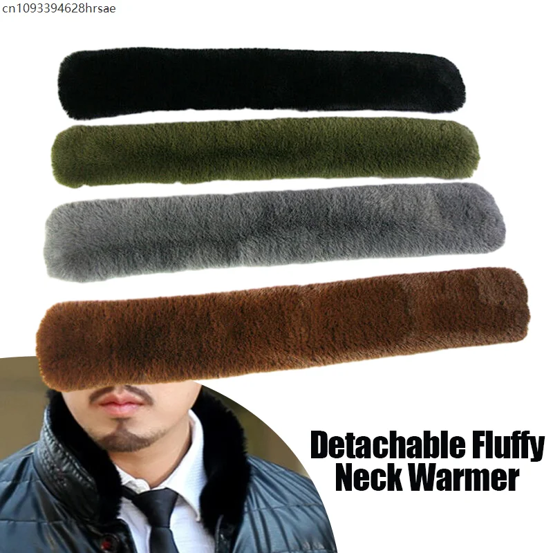 Damski Męski Kołnierz Imitujący Futro Szopa Pracz Odłączany Kołnierz ze Sztucznego Futra Zimowy Ciepły Puszysty Ocieplacz na Szyję Płaszcz Antybrudzący Sztuczny Kołnierz