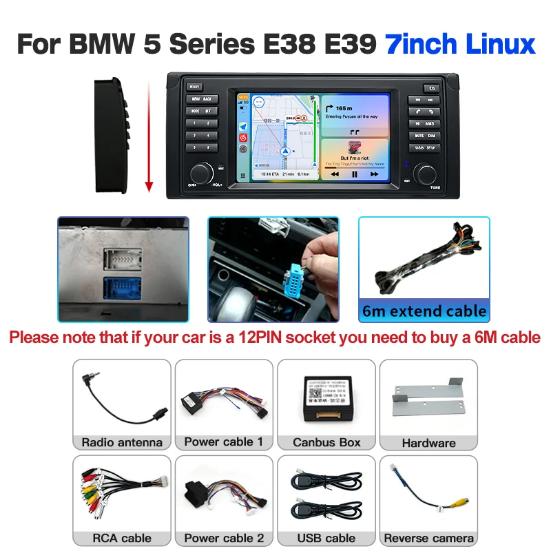 2025 Linux Auto Display Draadloze CarPlay GPS FM DSP Bluetooth Head Unit Multimedia Speler voor BMW X5 E53 / 5 Serie E39 - afbeelding 1