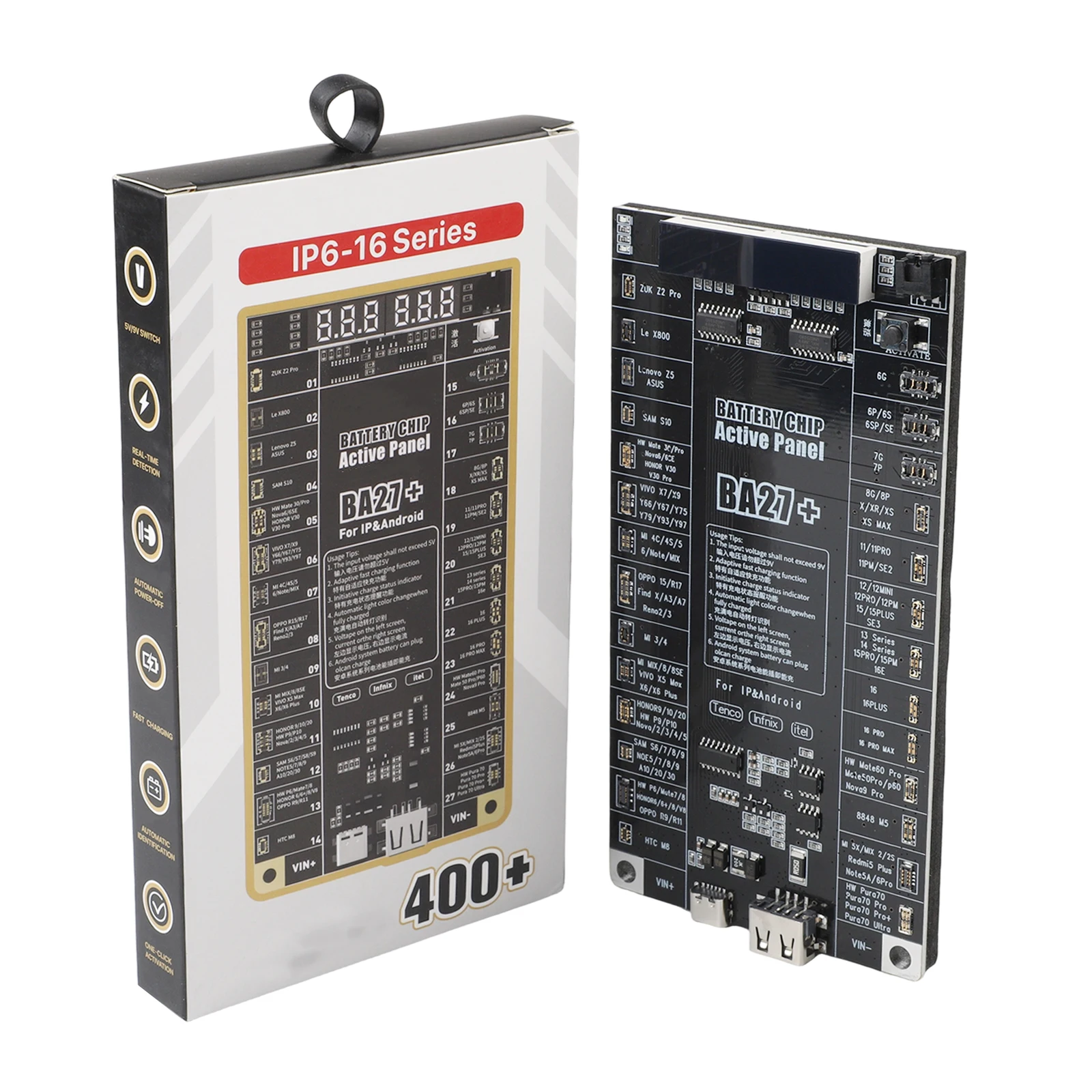 

BA27 Plus Battery Activation Test Board for iPhone 616PM and For Android Motherboards with Type C and Clip Power