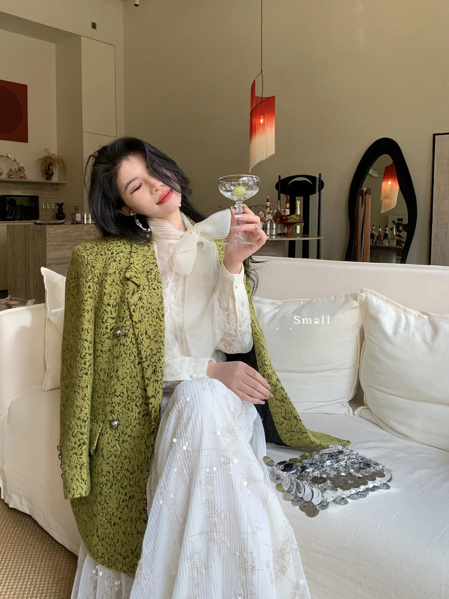 

Жакет LUVMUSE: романтичный, элегантный, универсальный, средней длины, для повседневной носки, стильный, модный.