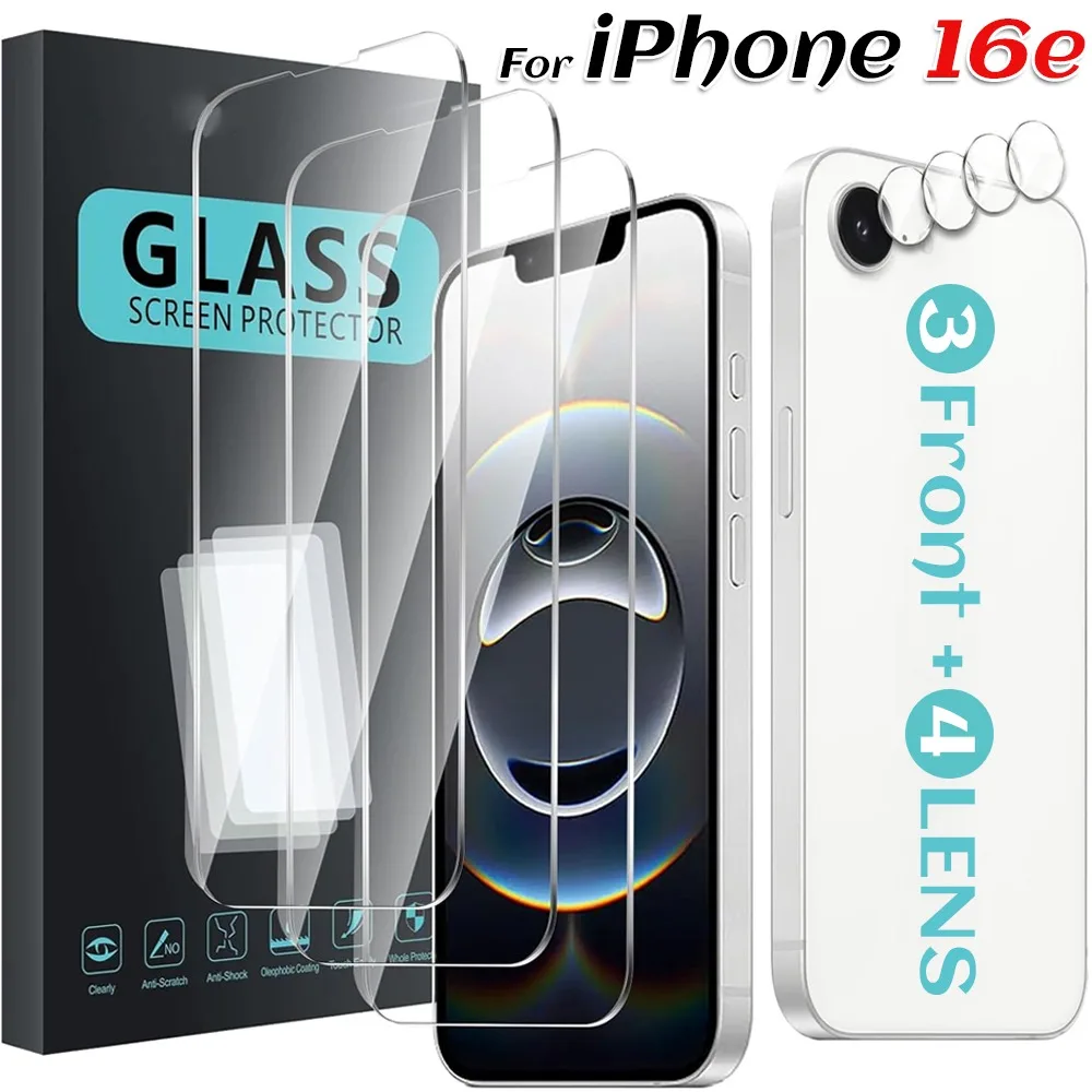 

HD Tempered Glass Protectors for iPhone 16e Camera Lens Screen Protector Anti-Scratch Protective Flim for iPhone 16e Clear Cover