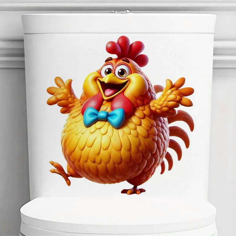 QT618# Adorable Chicken Wall Stickers, Toilet Seat Stickers, Bedroom Entrance Living Room Porch Home Decoration Wall Stickers