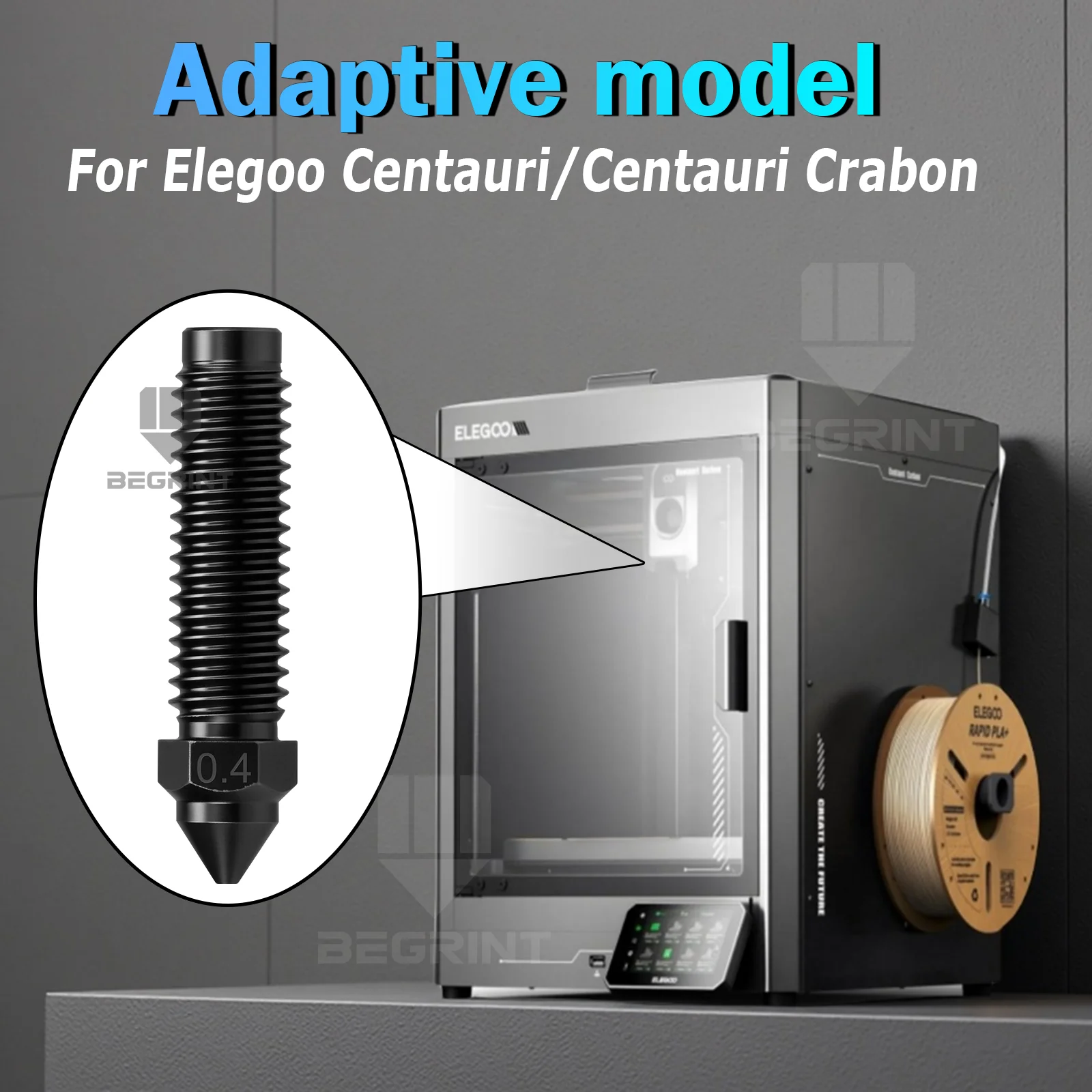Boquilla de acero endurecido de alta velocidad de carbono Centauri, boquilla de tamaño 0,2/0,4/0,6/0,8 para piezas de impresora 3D Elegoo Carbon Hotend