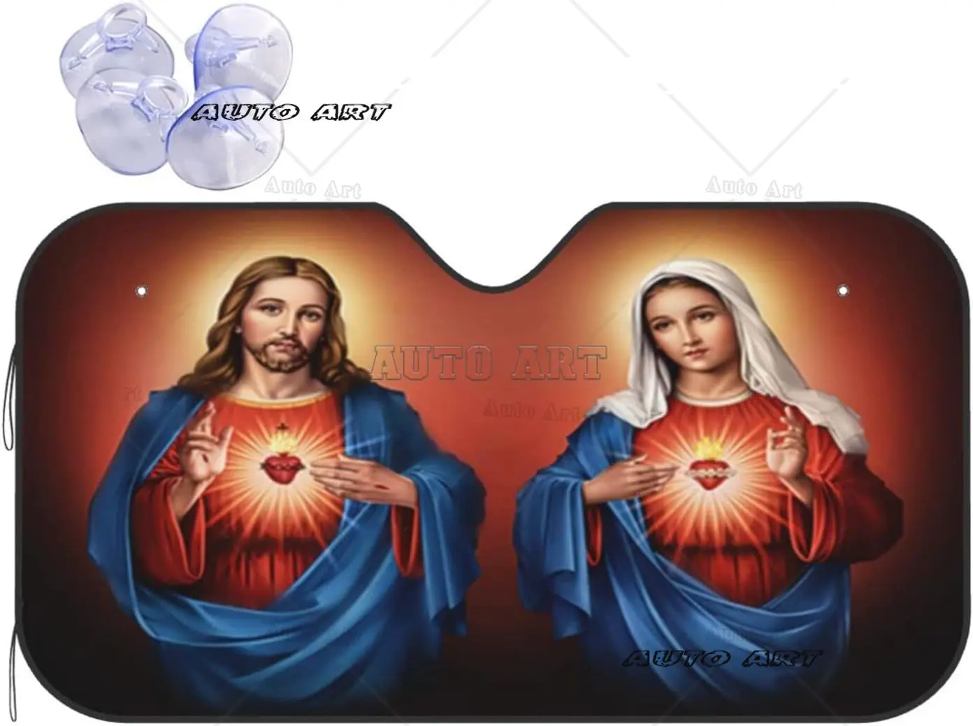 Sacred Heart of Jesus Immaculate Heart of Mary Windshield Sun Shade Blocks Uv Rays Car Windshield Sunshade