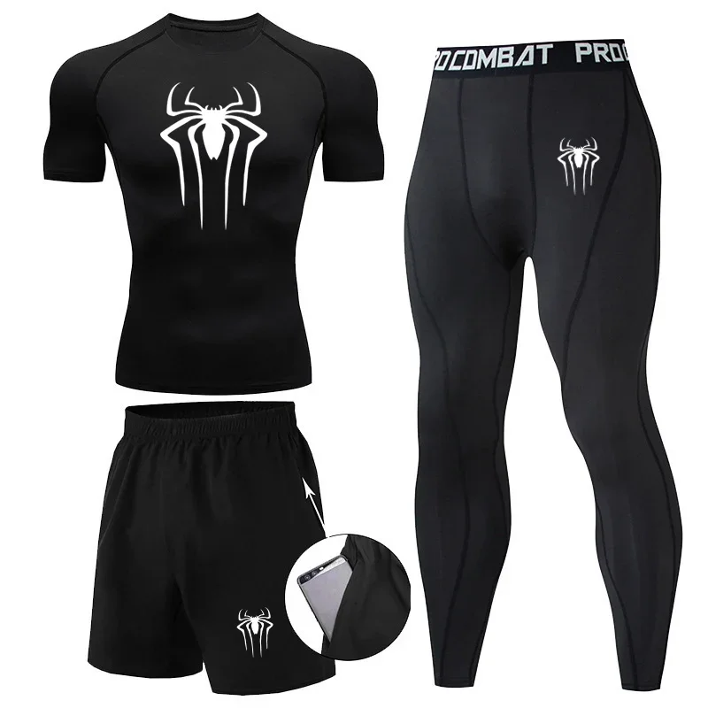 Compression Shirt Sportswear Men Running T-Shirt Short Sleeve Fitness Leggings Quick Dry Sports Top Black Workout White Clothes