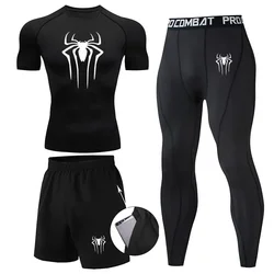 Sportedly-T-shirt de compression à manches courtes pour hommes, leggings de fitness, haut de sport à séchage rapide, vêtements d'entraînement noirs et blancs, t-shirt de course