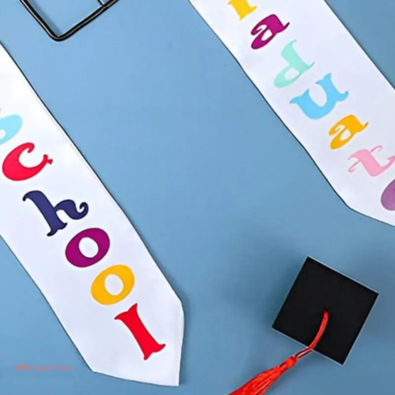 Unisex Kid Embroid Letter Graduation Stole Sash with Trim for Graduation