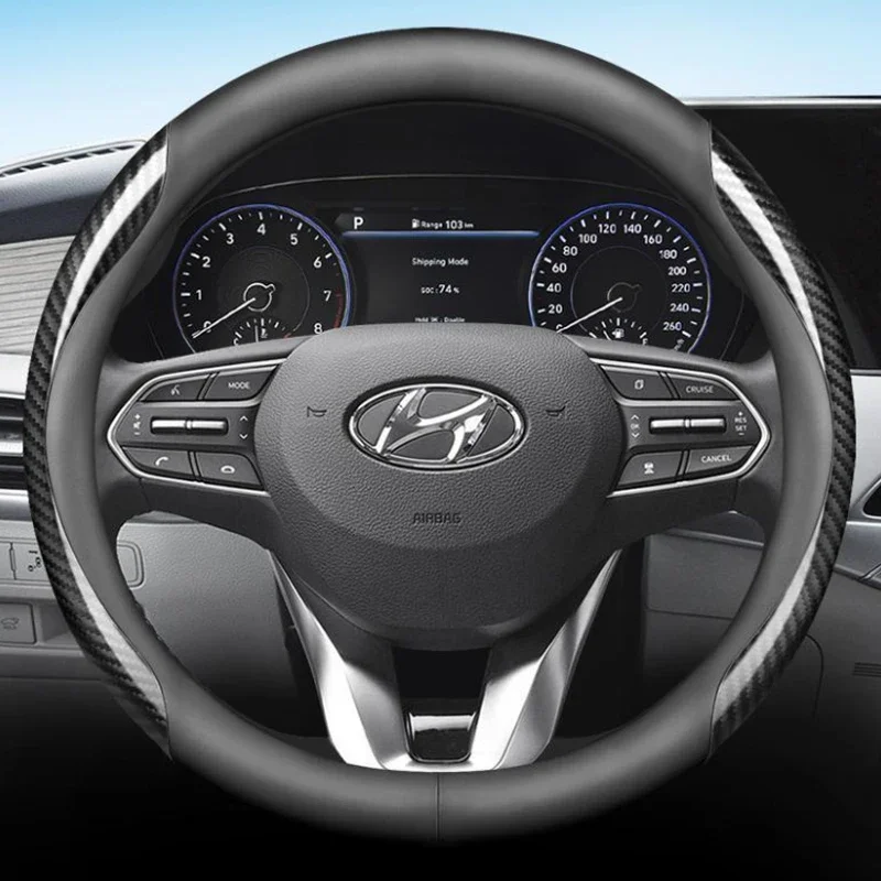 

Car Steering Wheel Cover For Hyundai Kona 2017 2018 2019 2020 2021 2022 2023 2024 Breathable Non-slip Auto Interior Accessories