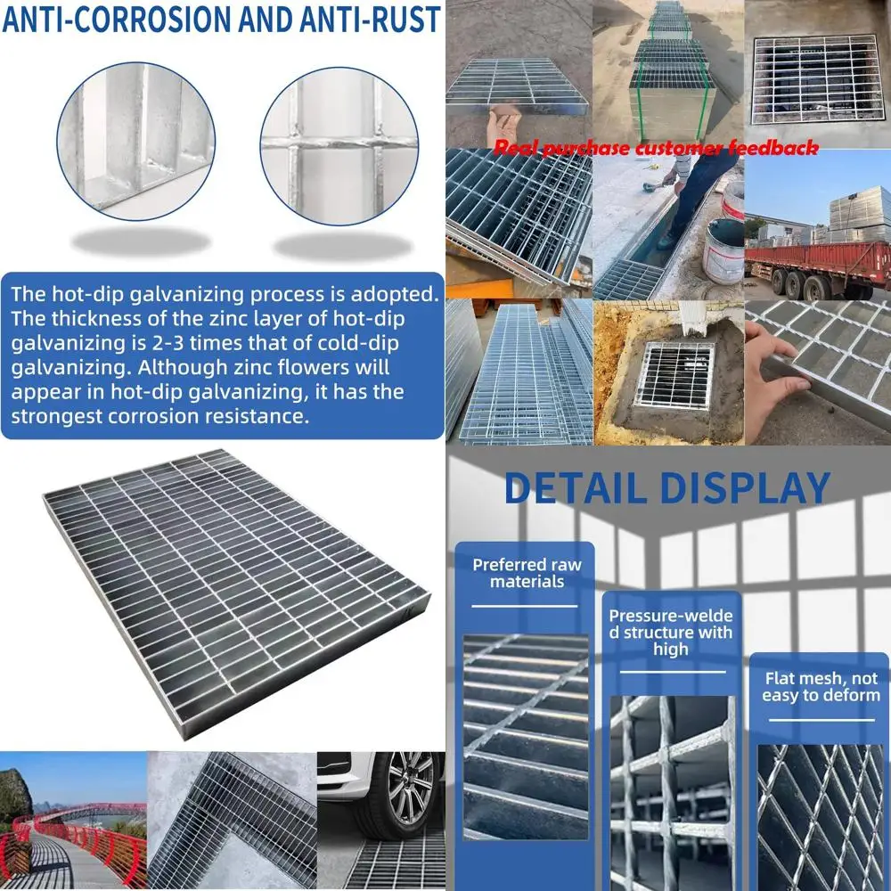 

Heavy-Duty 17.7 x 17.7 Galvanized Steel Drain Cover, B125 Class, Rust-Resistant, Silver Square Grate for Driveways, Garages, Yar