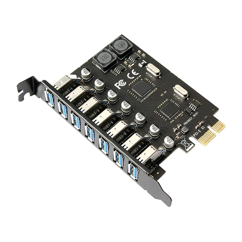 

PCIE To USB3.0 Adapter Card 7 Port USB 3.0 PCI-E Desktop Computer Expansion Card Free External Power Supply Power Supply