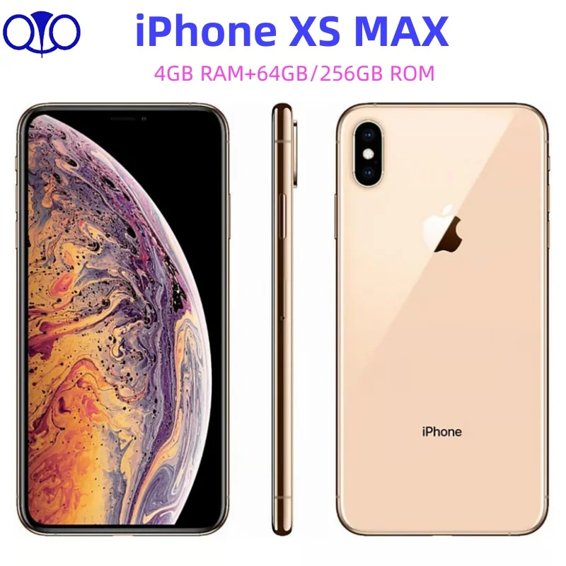 هاتف Apple iPhone XS Max 4G A12 Bionic IOS 6.5 بوصة أصلي غير مقفول وذاكرة وصول عشوائي 4 جيجابايت وذاكرة قراءة فقط 64/256 جيجابايت 97% جديد