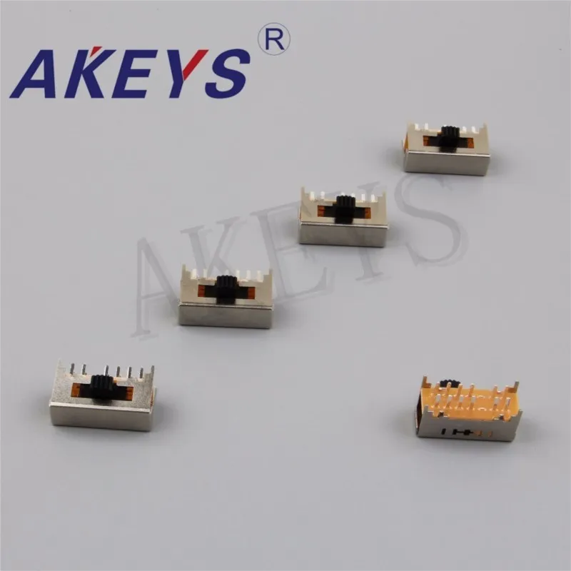 10PCS SK-25F01 2P5T-G5 Double pole five throw slide switch side insert 12 pin with 2 fixed pin