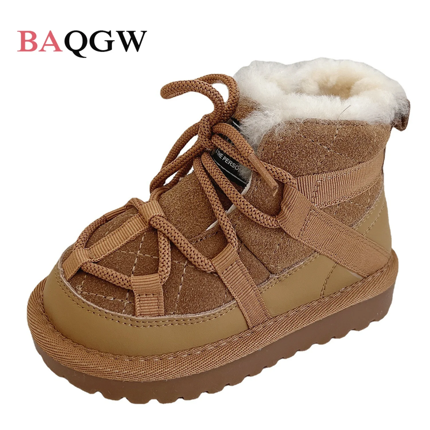 New Winter Children Warm Snow Boots Genuine Leather Warm Plush Toddler Boys Shoes Non-slip Fashion Baby Girls Boots 1-6 Years