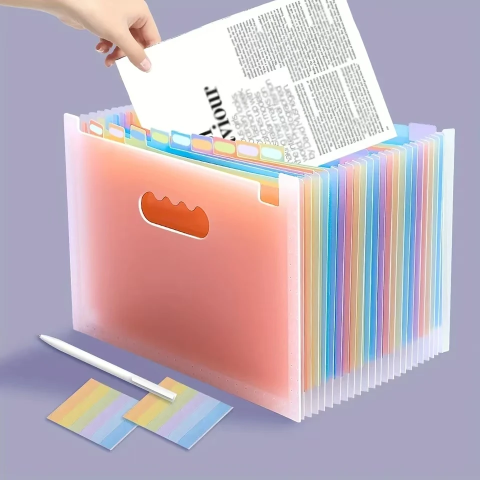 

25 Layer Vertical Folder Expandable A4 Folder, Color Index Label Storage Bag, Expandable Organ Bag Invoice Receipt Storage Clip