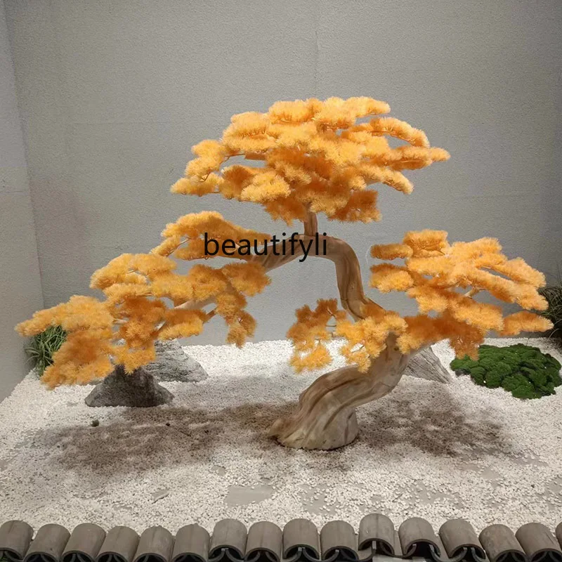 

Artificial Greeting Pine Yellow Leaf Shape Fake Trees Indoor and Outdoor Landscape Furnishing Articles Decorative Tree