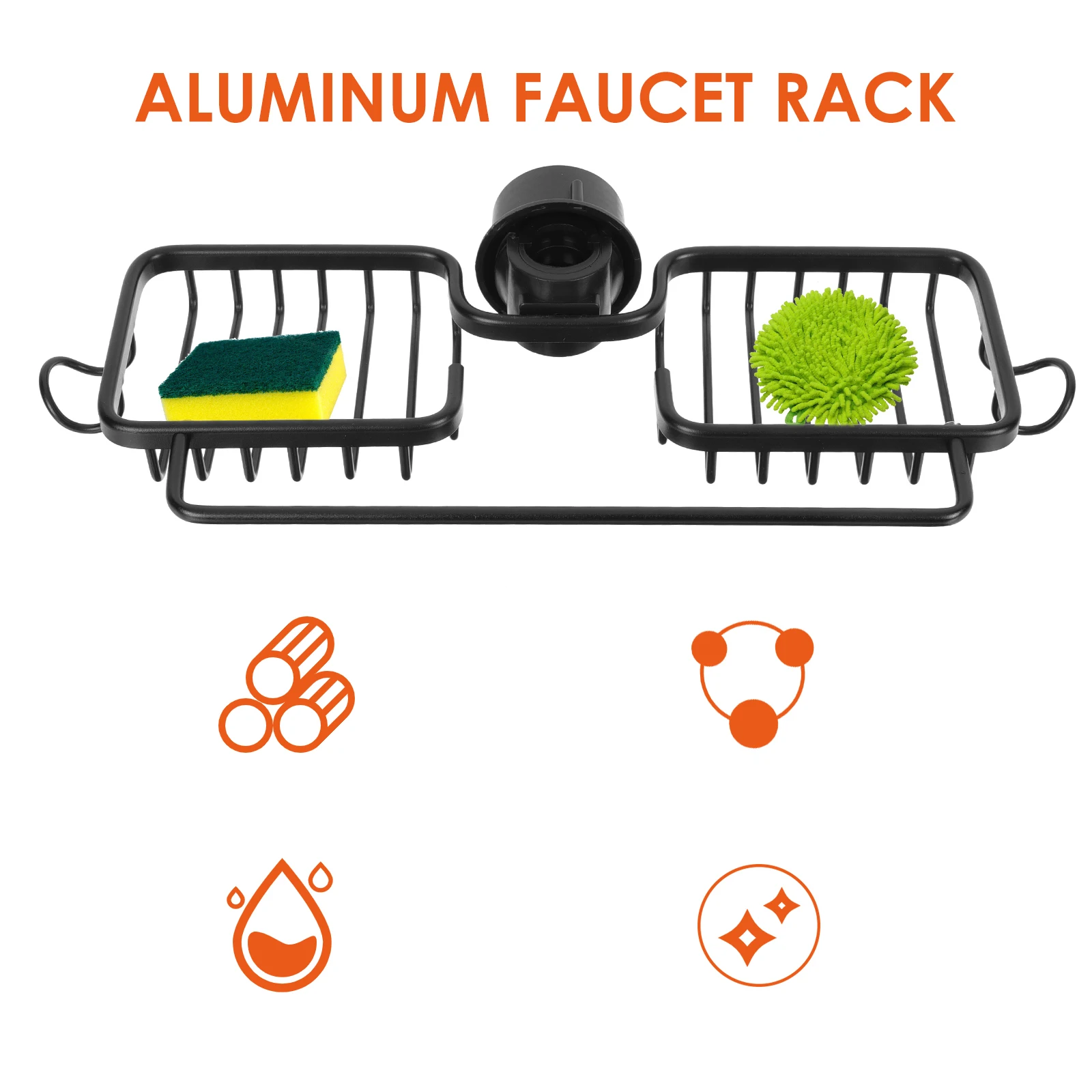 

1Pc Space Aluminum Faucet Hanging Basket Sink Hanging Rack Kitchen Organizer Storage