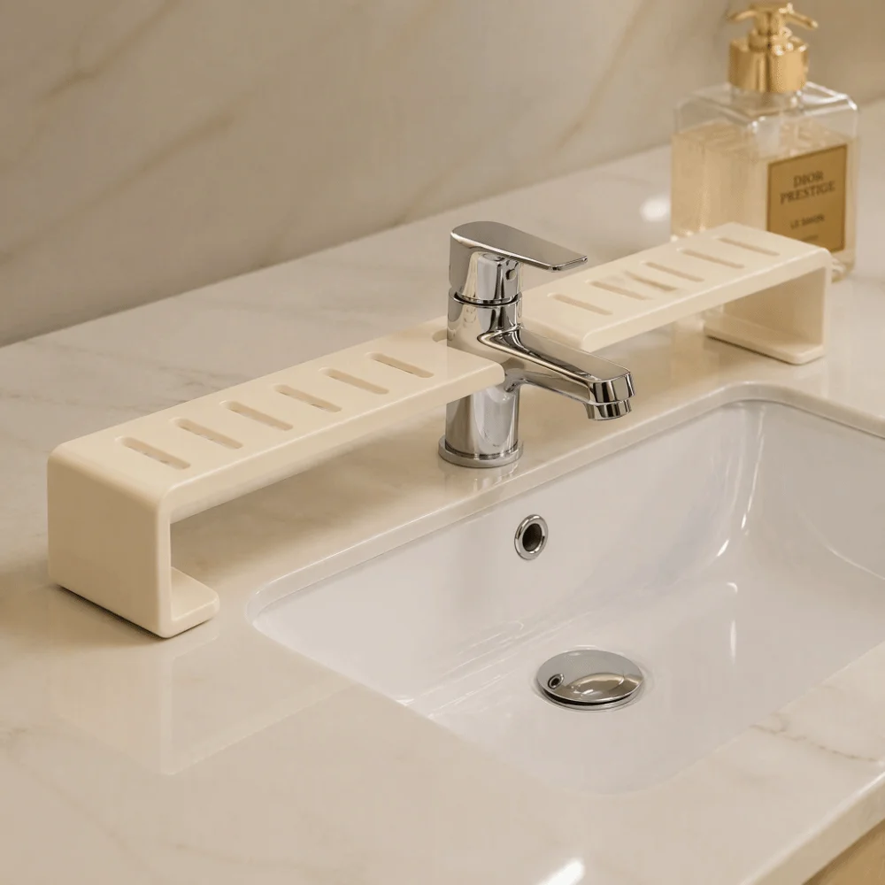 No‑drill /drill‑free Vertical Faucet Storage Rack Vertical Space‑saving Sink Countertop Organizer Countertop Stable Faucet Shelf