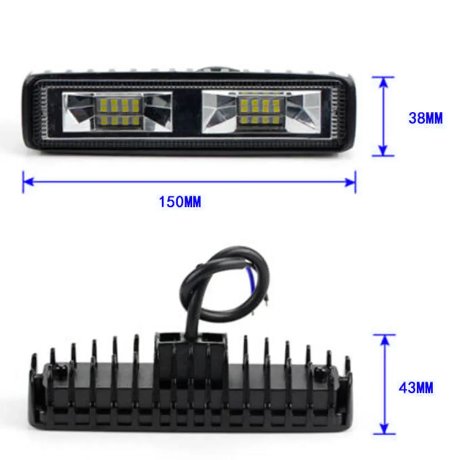 Hot Sale High Quality 2x 18W 12V 16LED Car Work Light Bar Spot Beam Driving Fog Lamp For SUV Off-Road Low Power Consumption