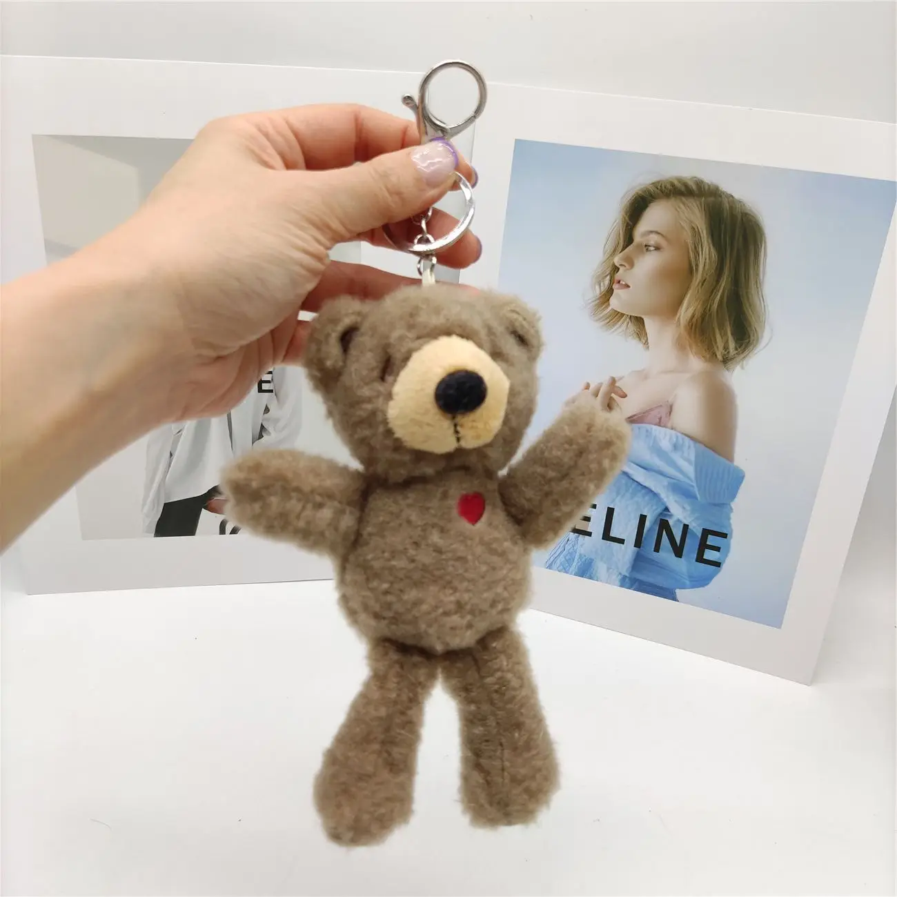 

16CM Plush Keychain Cute Bear Charms Doll Pendant Car Keyring Alloy Cartoon School Bag Pendant Stuffed Toy Key Chain Gift