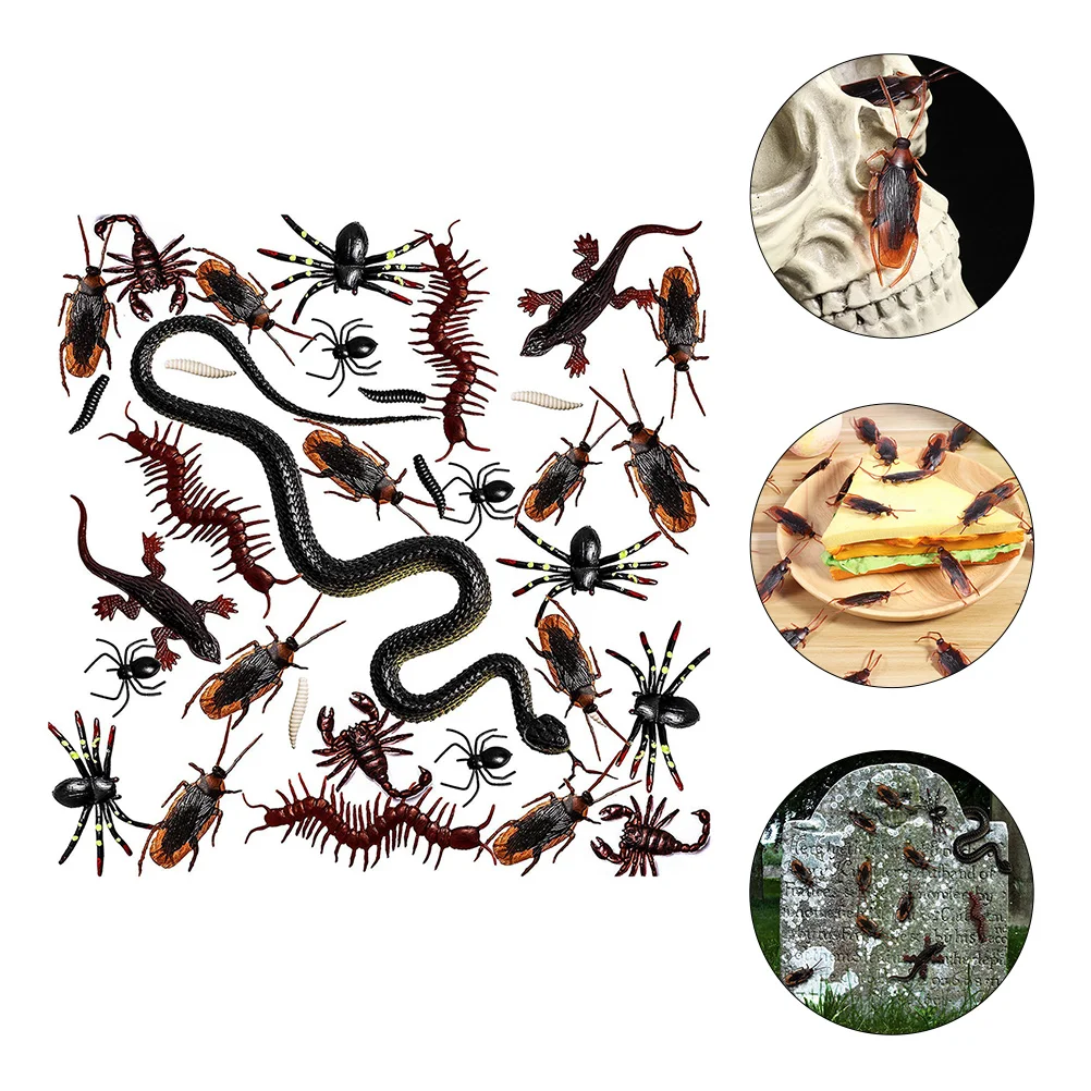 

160 Pcs Fake Snake Spider Worm Prank Toys Prop Trick Simulation Tricky Decor