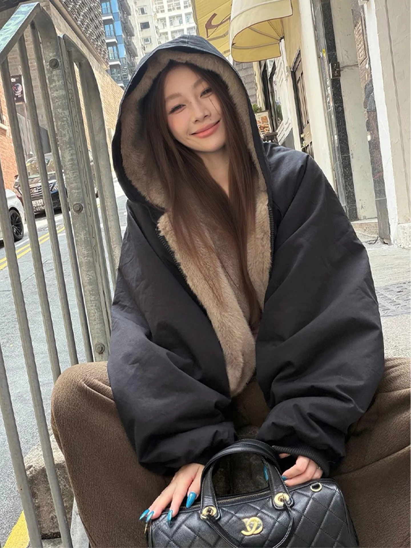 

Американская женская приталенная хлопковая куртка-жакет с флисовой подкладкой, не объемная, зимняя верхняя одежда, повседневный стиль, новинка 2025 года