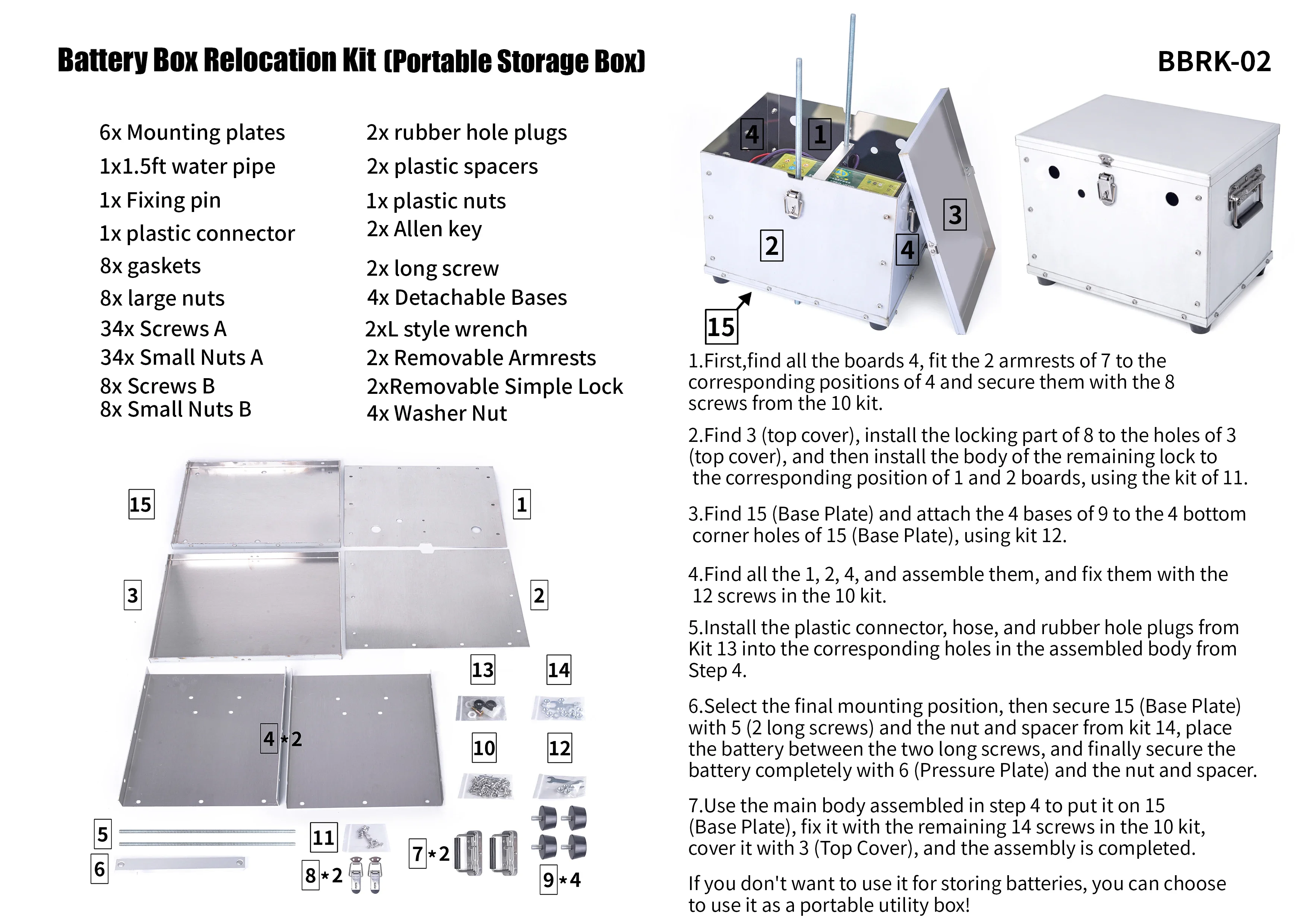 Stock Lockable Aluminum Battery Box Relocation Kit Universal Billet Race Off Road Kit