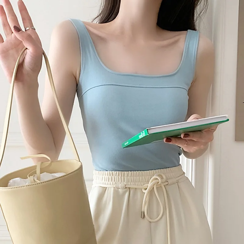 Summer Women's Vest Small Strapless Tank Top Outerwear Beautiful Back Bra Integrated Underwear Suit Inner Match Base Shirt