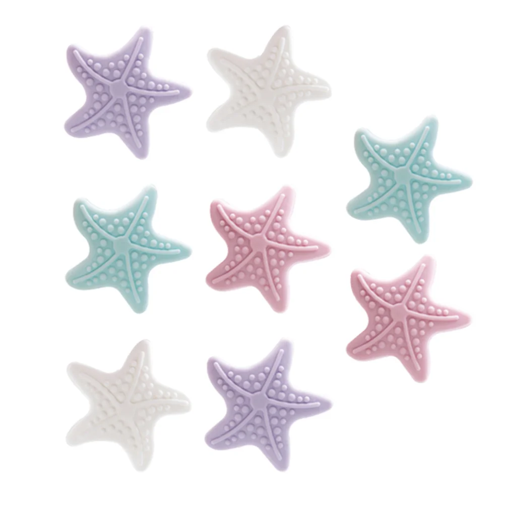 8 قطعة منصات صامتة شكل نجمة مضيئة مقبض الباب جدار حماة لا لكمة التصاق قوي وسادة مريحة منصات الاصطدام الأرجواني الوردي #3