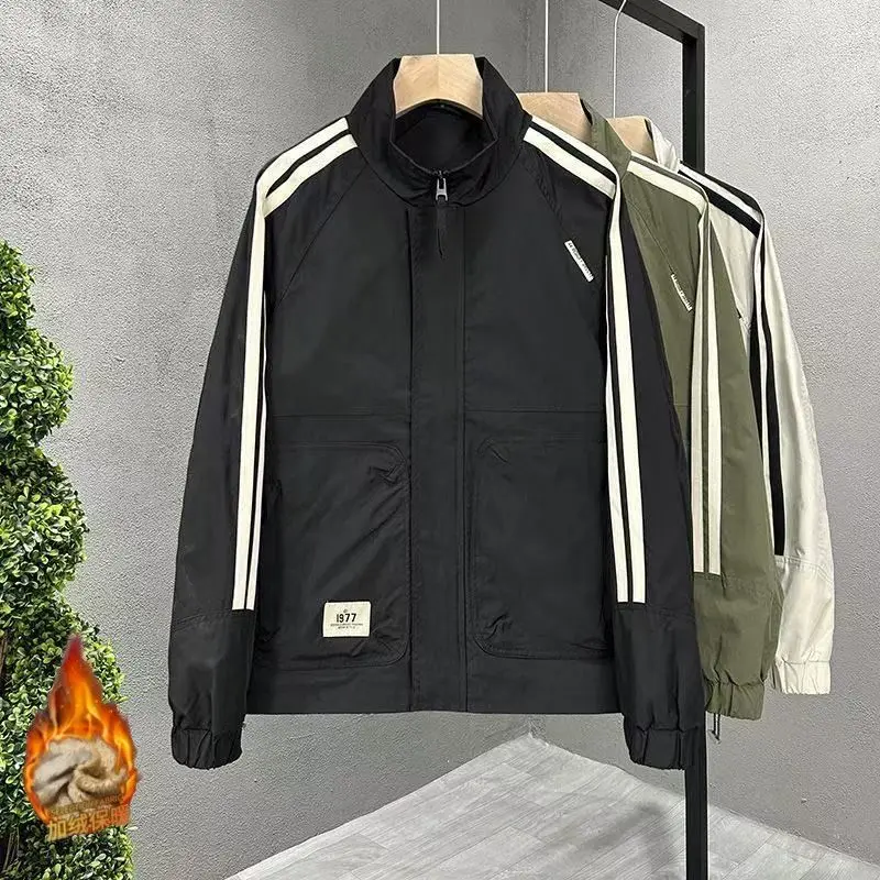 

Мужская модная цветная блузка с воротником-стойкой на подкладке, молодежная верхняя одежда, повседневная одежда-стойка