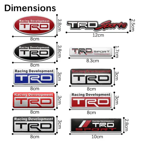 För Toyota Corolla Yaris Aygo Prius CHR Camry Auris Avensis Cruiser 3D-bil i aluminium TRD-emblemklistermärken Tillbehör 10 best sales Toyota Aygo 2015 tillbehör - №8