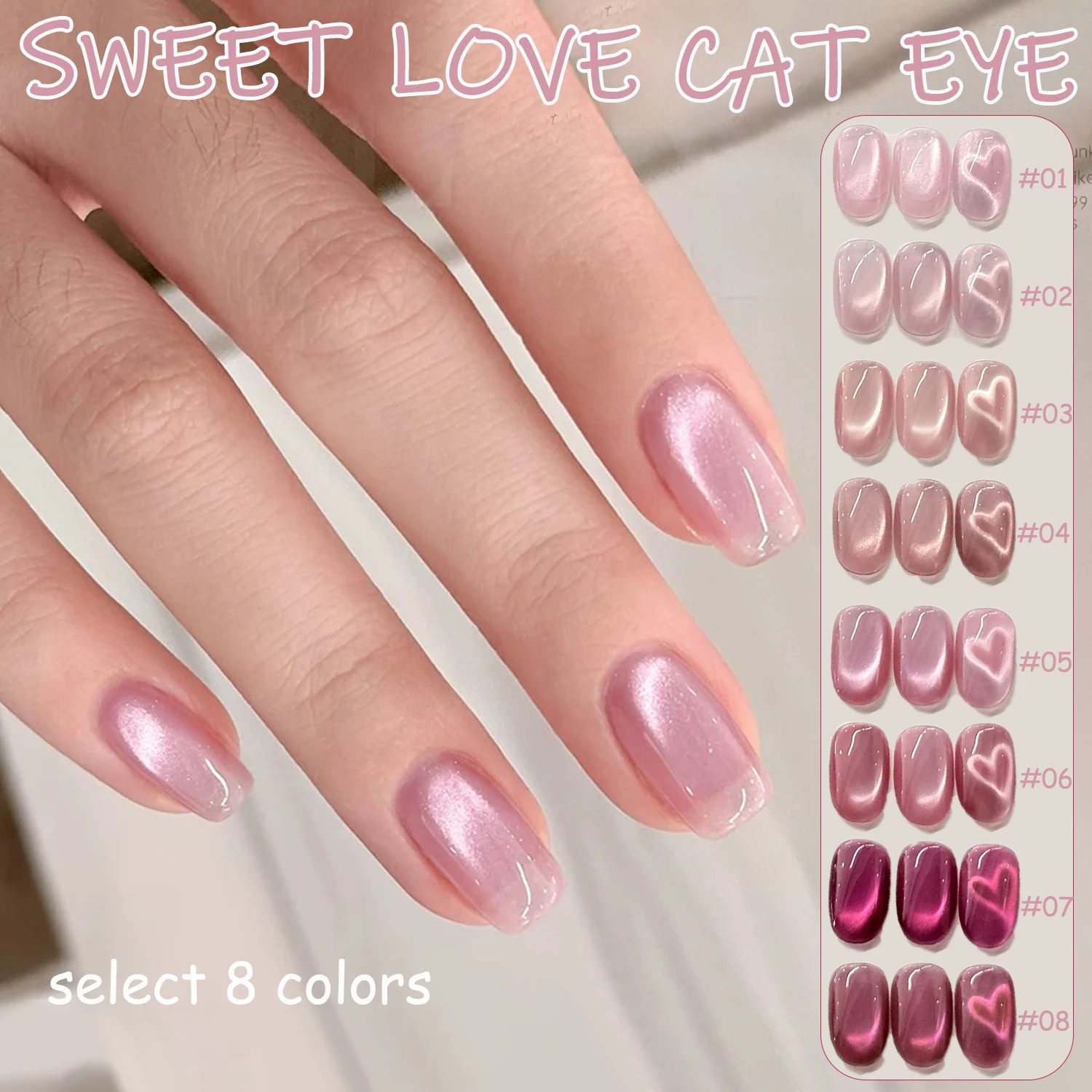 

1-16 шт. ZH, хит продаж, новый гель-лак для ногтей Sweet Love Cat Eye, темперамент, отбеливание, дракон, фрукты, розовые стеклянные бусины, принадлежности для ногтей